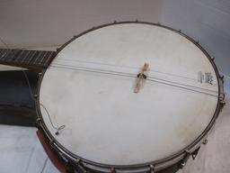 Remo Weather King Banjo in Case w/Mother of Pearl Accents