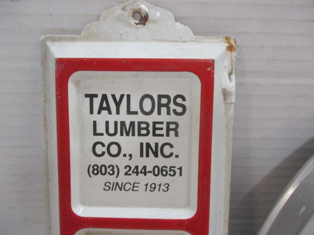 Taylors Lumber Metal Adv. Thermometer & Round ML Campbell