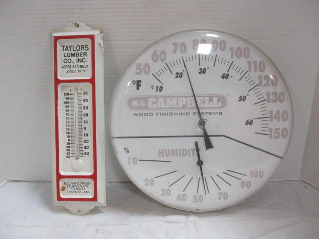 Taylors Lumber Metal Adv. Thermometer & Round ML Campbell