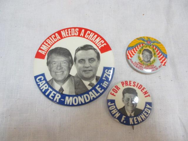 Carter/Mondale Presidential Button, Jimmy Carter Inauguration Button, &
