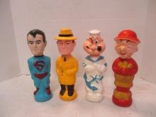4 Soaky Bottles: Dick Tracy, Popeye, Muskie, Superman