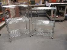 2 Metal Wire Shelving Units on Casters