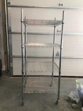 1 metal Wire Shelving Unit wi Casters