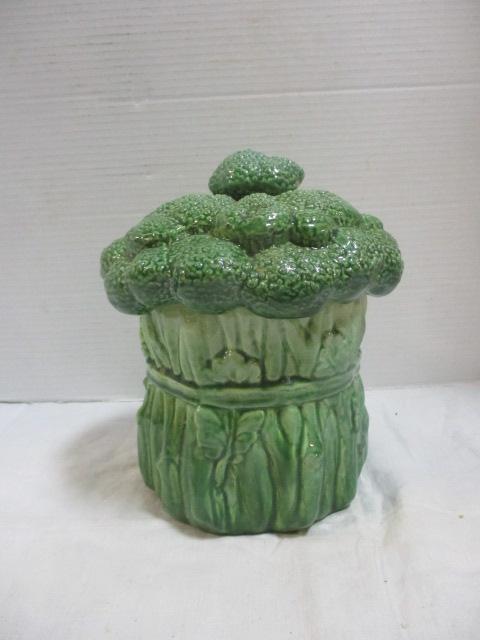 Broccoli Lidded Ceramic Jar