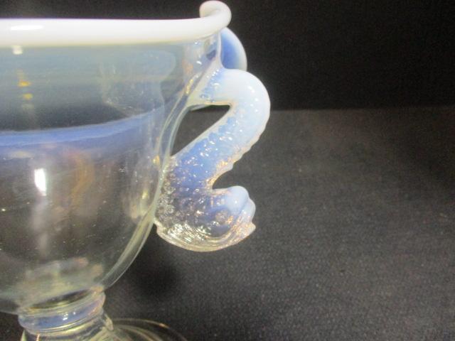 Vintage Fenton? Double Dolphin Handled Compote