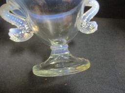 Vintage Fenton? Double Dolphin Handled Compote