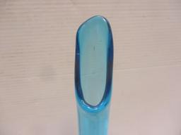 Blue Pulled Art Glass Vase