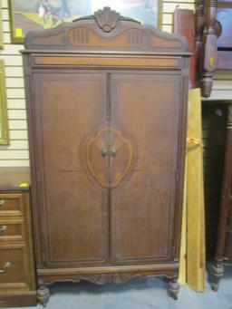 Antique 2 Door/2 Drawer Wardrobe w/intricate carving