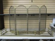 Brass Fireplace Rail (54") & Triple Fireplace Screen