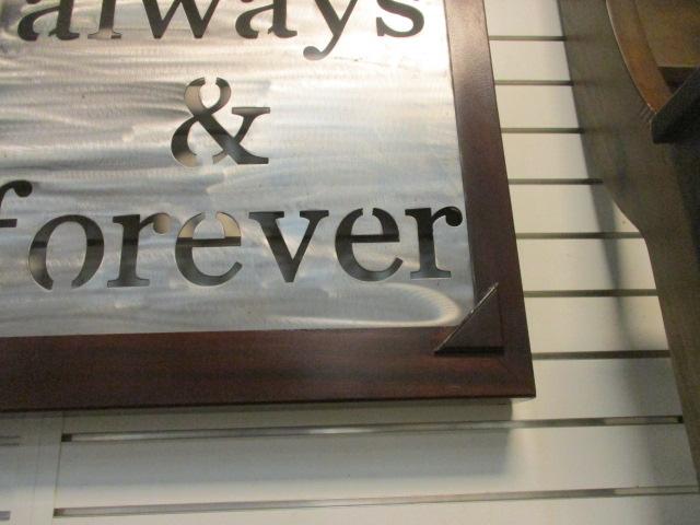 Wood Framed "always & forever" Brushed Metal Wall Art