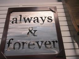 Wood Framed "always & forever" Brushed Metal Wall Art