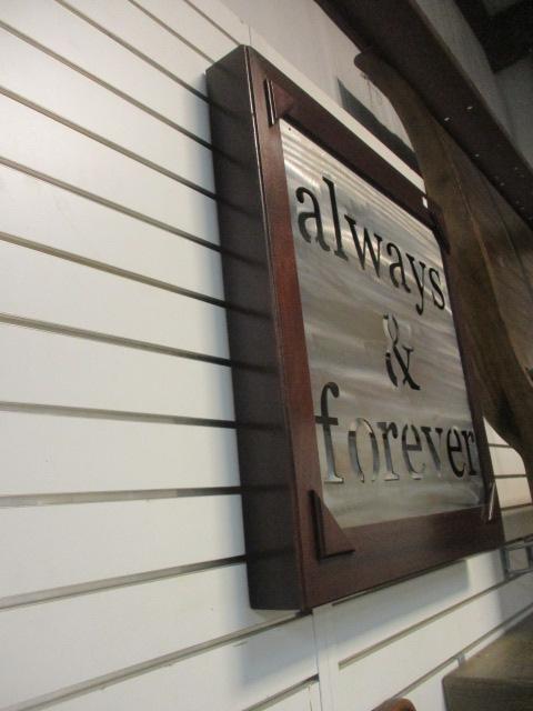 Wood Framed "always & forever" Brushed Metal Wall Art