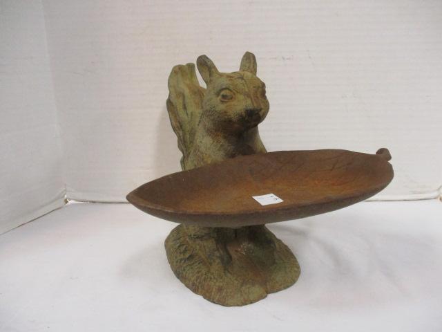 Cast Metal Squirrel Bird Feeder/Nut Dish