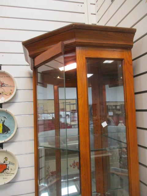 Philip Reinisch Co. Oak Corner Illuminated Curio Display