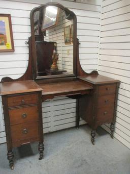Vintage Mahogany Vanity with Stand Mirror