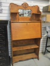 Vintage Victorian Oak Small Secretary Cabinet