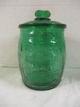 Green Glass "Planter's Peanuts" Store Display Jar