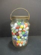 Vintage Knox Glass Jar Filled with Marbles