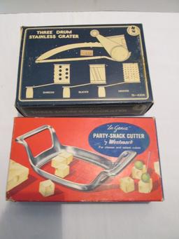 Vintage Party Snack Cutter and Drum Grater with Boxes