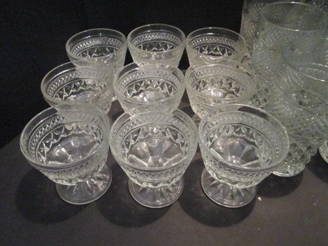 Anchor Hocking Wexford Glasses, Sherbets, Creamer and Sugar