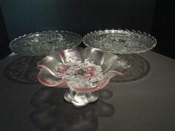 Three Pedestal Dessert Plates