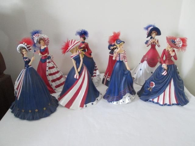 Eight Thomas Kinkade Freedom's in Fashion Figurines