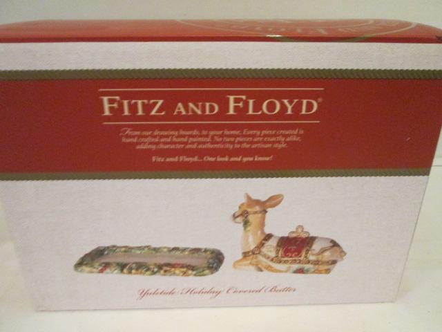 Fitz and Floyd Yuletide Holiday Reindeer Butter Dish