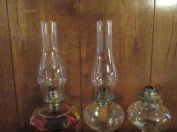 Three Glass Oil Lamps