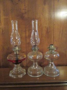 Three Glass Oil Lamps