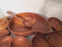 Wood Serving Bowl with Ladle, Eight Bowls, Condiment Bowl