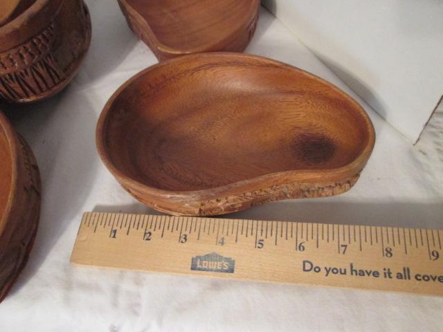 Wood Serving Bowl with Ladle, Eight Bowls, Condiment Bowl