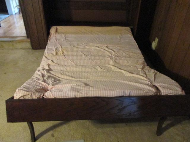 Antique Tiger Oak Murphy Bed with Beveled Mirror