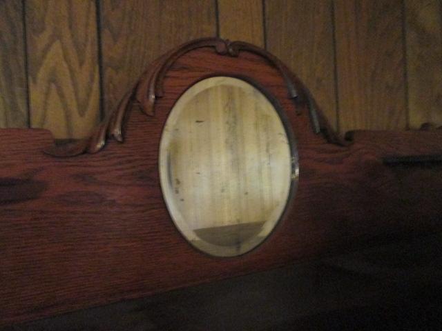 Antique Tiger Oak Murphy Bed with Beveled Mirror