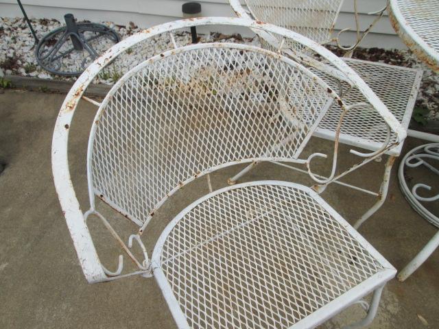 White Wrought Iron Table with Four Chairs