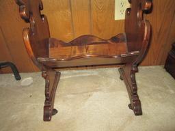 Wood Side Table with Magazine Pocket on Casters