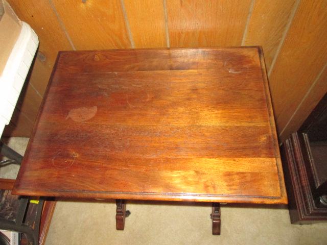 Wood Side Table with Magazine Pocket on Casters