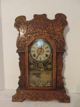 Antique Gingerbread Mantel Clock with Key