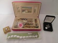 Pins, Bracelets, Sterling Silver Charm, and Jewelry Box