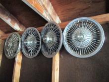 Four Vintage Hubcaps