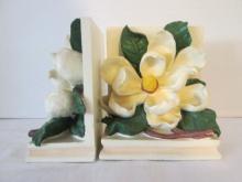 Pair of Magnolia Blossom Bookends