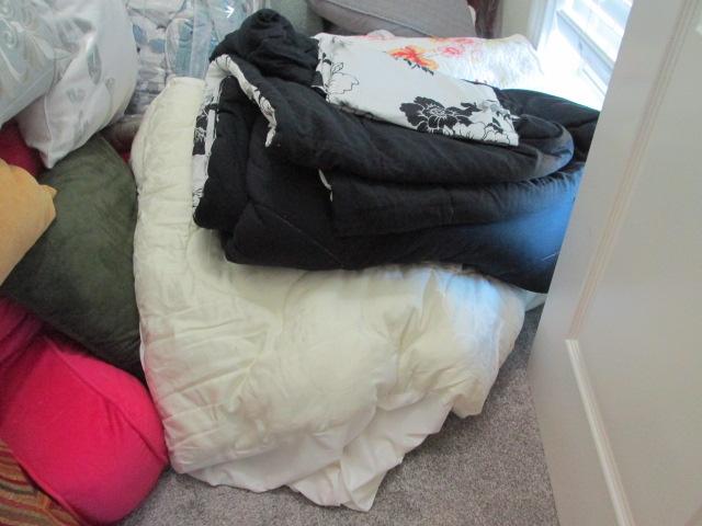 Contents of Bedding Closet-Large Grouping of Bedspread/Comforter Sets,