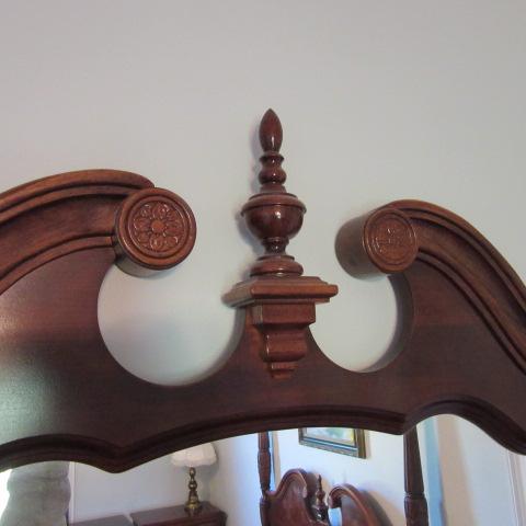 Carved Shell Cherry Dresser with Tri-Fold Mirror