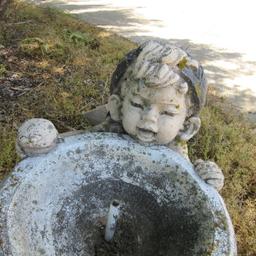 Concrete Little Boy Pedestal Bubbler Fountain