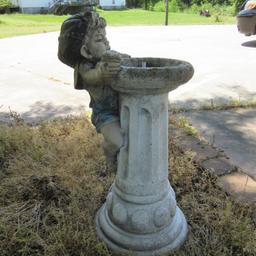 Concrete Little Boy Pedestal Bubbler Fountain