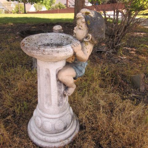 Concrete Little Boy Pedestal Bubbler Fountain