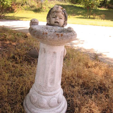 Concrete Little Boy Pedestal Bubbler Fountain