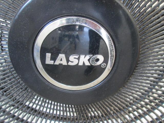 Black Lasko Oscillating Stand Fan, White Oscillating Stand Fan and Smal Electric