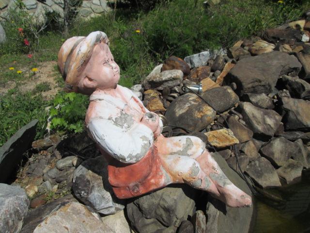 Concrete Fishing Boy and Girl Sitter Statues