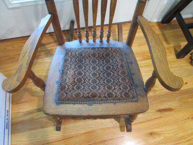 Antique Childs's Tiger Oak Victorian Rocker