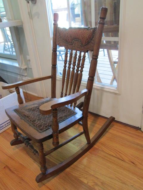 Antique Childs's Tiger Oak Victorian Rocker